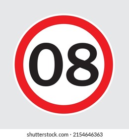 Número 08 Iconos Sombra larga desde , Diseño plano número, ilustración vectorial de conjunto de números .