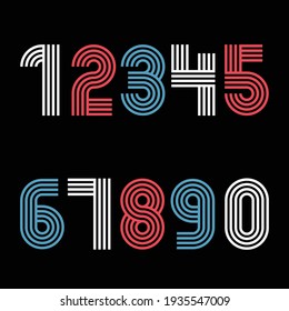 number for 1 to 0 in black background