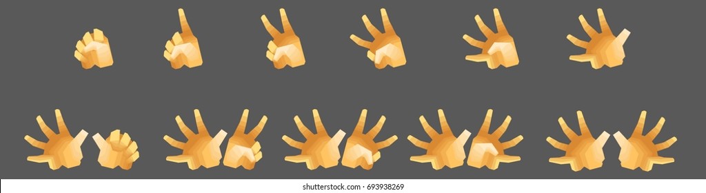 Number 1- 10 Hand Logo Vector with Unique Shape .