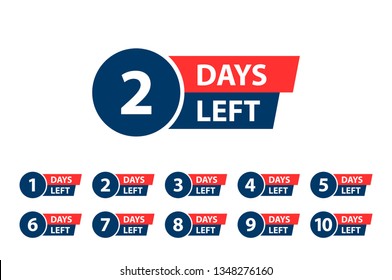 Number 1, 2, 3, 4 5 6 7 8 9 10 of days left to go Collection badges sale landing page banner