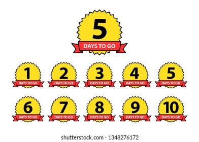 Number 1, 2, 3, 4 5 6 7 8 9 10 of days left to go Collection badges sale landing page banner