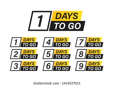 Number 1, 2, 3, 4, 5, 6, 7, 8, 9, 10, of days left to go. Collection badges sale, landing page, banner.