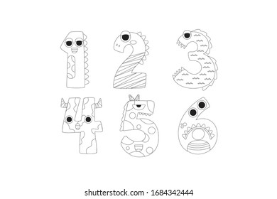 Number 1 2 3 4 5 6  Vector Outline Illustration Object