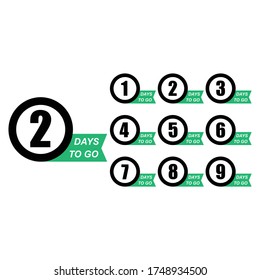 Number 1  2  3  4  5  6  7  8  9  of days left to go. Collection badges sale. isolated on white background