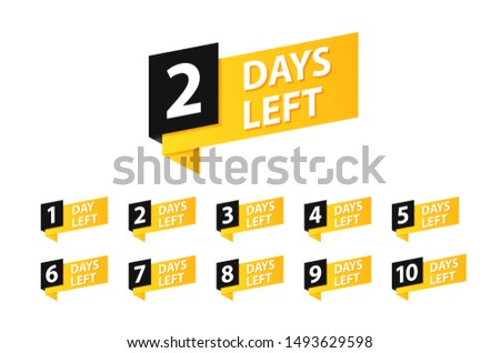 Number 1, 2, 3, 4, 5, 6, 7, 8, 9, 10, of days left to go. Promotional banners. Collection badges sale, landing page, banner.