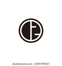 Number 1 and 2 circle, frame geometric symbol simple logo vector