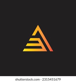Number 1 and 3 triangle gold geometric symbol simple logo vector