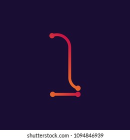 Number 1 , abstract colorful digits, ink mathematic symbol, stylized numeral, dynamic paint trail font. Vector illustration.