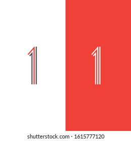 Number 1 abstract letter creative line design vector with color background