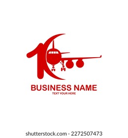 Número 1 con plantilla de logotipo del vector del avión. números para evento, promoción, logo, banner, monograma y afiche. Símbolo de etiqueta de número para marca e identidad