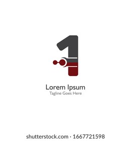 Número 1 con diseño de logotipo o plantilla de símbolo de Antom Creative
