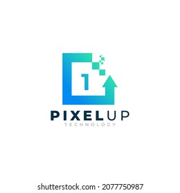 Número 1 con la inspiración de diseño del logotipo de Arrow Pixel