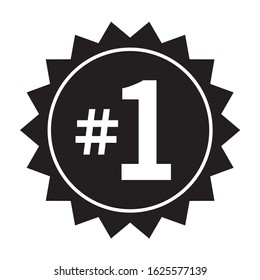 Number 1 or #1 badge label flat vector icon for apps and print