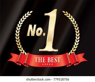 Number 1 The best sign icon with Ribbon vector