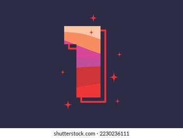 Number 1 bold with a modern and festive style design