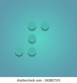 Number 1 in Braille on a turquoise background