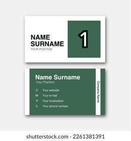 Number "1" with business card template. Vector graphic design elements for company logo. Editable vector design.