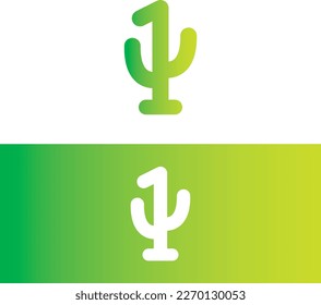 Number 1 Cactus Design Logo Vector