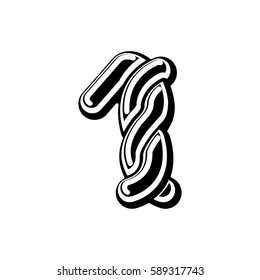 Number 1 Celtic font. norse medieval ornament ABC sign one. Traditional ancient manuscripts alphabet

