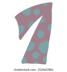 number 1 in children's style. White background