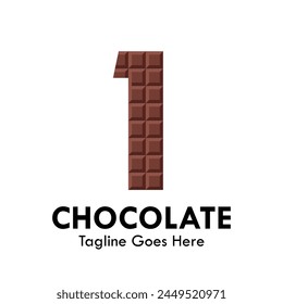 Number 1 with chocolate design logo template illustration
