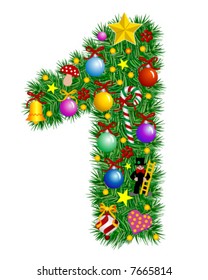 NUMBER 1 - Christmas tree decoration - part of a full set vector