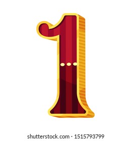 Number 1 in circus style. Vector illustration on a white background.