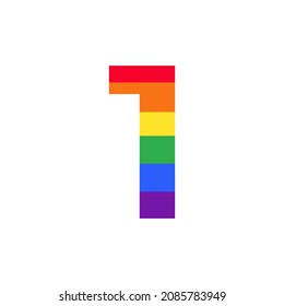 Number 1 Colored in Rainbow Color Logo Design Inspiration for LGBT Concept