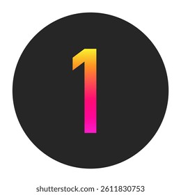 Number 1 with colorful gradient on a plain dark circle, clean and minimal design for logo, branding, UI, or creative identity.