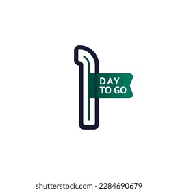 Number 1, countdown left day, the counter of days the start of the event, one day to go sale price offer promo deal timer.