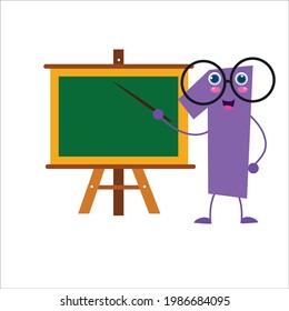 number 1 cute character vector design template illustration
