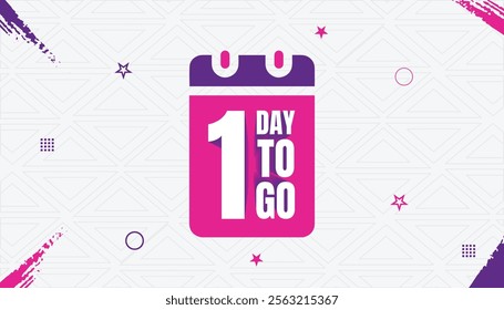 Number 1 days to go badge template, One Day left time countdown label layout vector, badges sale landing page banner, Promotional banners illustration isolated on Whait background.