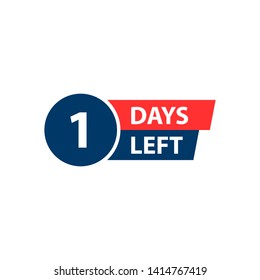Number 1 of days to go. Collection badges sale, landing page, banner.Vector illustration.
