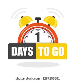 Number of 1 days to go flat icon. Vector stock flat illustration.