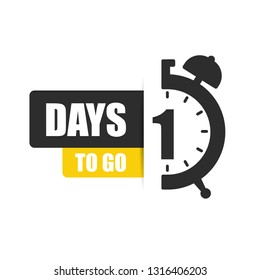 Number of 1 days to go flat icon. Vector stock flat illustration.