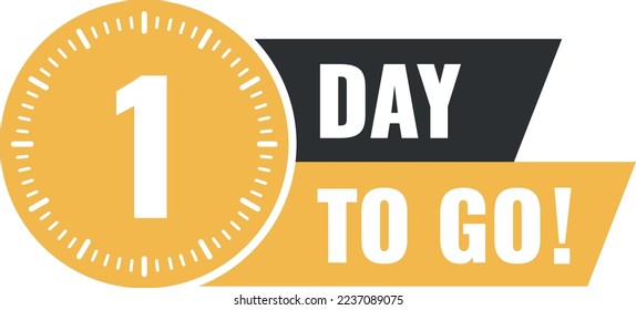 Number 1 of days left to go. Badge with, sale, landing page, banner.