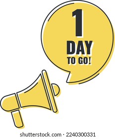 Faltan 1 días para ir. Insignia con, venta, página de inicio, cartel.