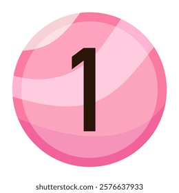 Number 1 designed within a pink candy ball, a versatile and romantic element for Valentine’s-inspired artwork and designs