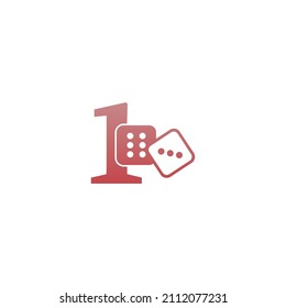 Number 1 with dice two icon logo template vector