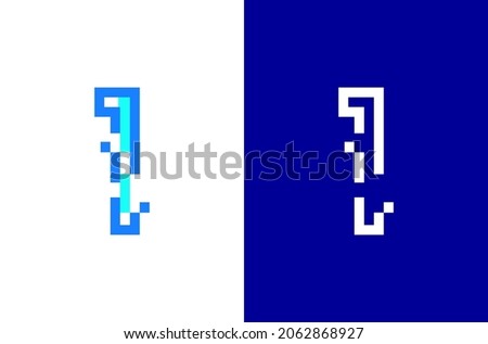 Number 1 digital logo. Numbers design with technology concept. Line logo and pixel