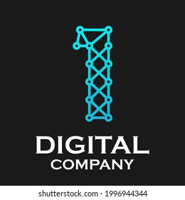 Number 1 digital logo template illustration