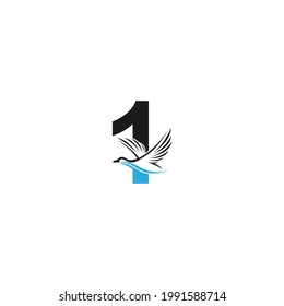 Número 1 con icono de pato símbolo de diseño vector