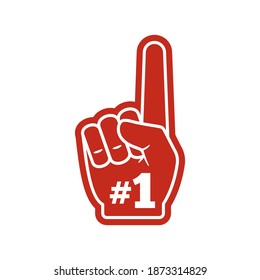 The number 1 Fan Glove. Red Glove. Isolated Vector illustration