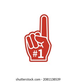 number 1 fan hand glove vector icon isolated on white background