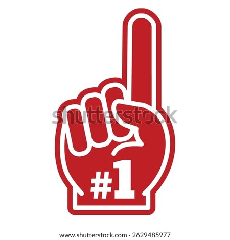 Number 1 fan hand. One sports fan hand with raising forefinger icon isolated vector illustration