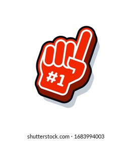 number 1 fan vector. hand glove with raised finger supporter vector illustration logo icon