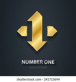 Number 1. First Place Winner. Gold Vector design element. Business award.