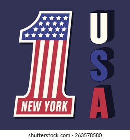 Number 1 flag america typography, t-shirt graphics, vectors