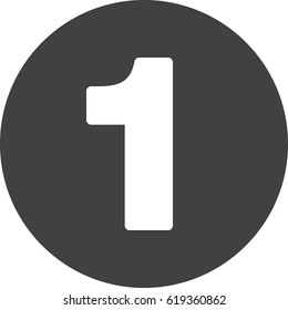 Number 1 flat icon, circular sign, round button one