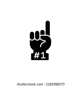 Number 1 foam glove icon. Simple solid style. Fan logo hand with finger up. glyph vector illustration isolated on white background. EPS 10.